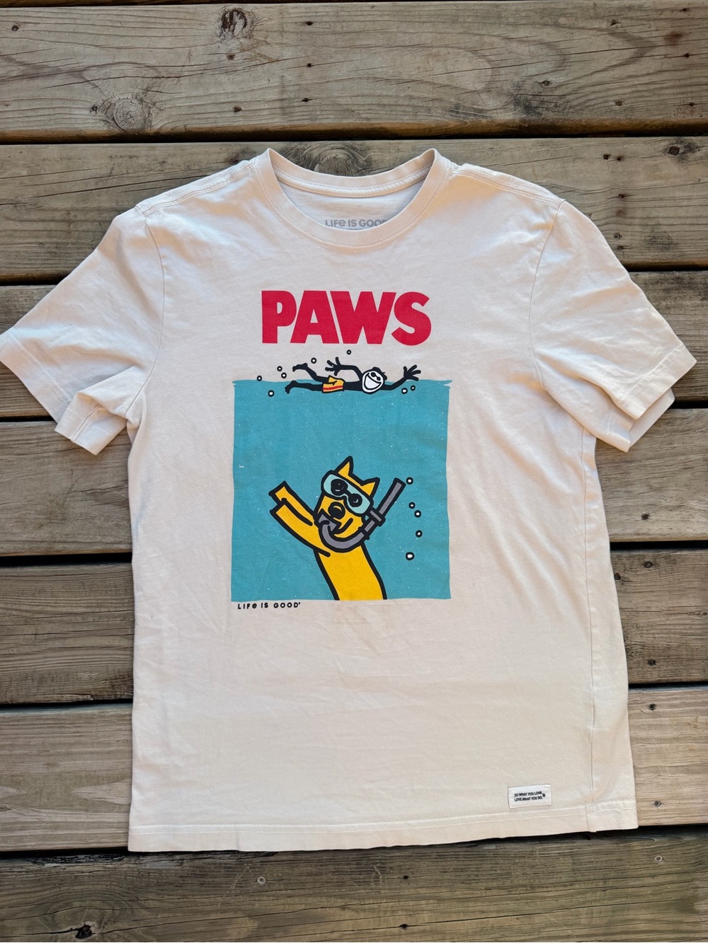 Life Is Good Beigh PAWS Dog Graphic Tee